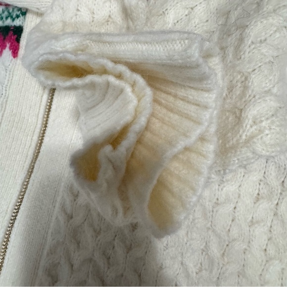 TALBOTS Joyful Fair Isle Cable Knit Soft Zip Up Sweater Jacket Top Size Medium - Picture 8 of 12